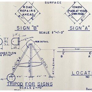 1966 Railroad Bangor Aroostook Crossing Construction Signs Blueprint K20 DWDD12